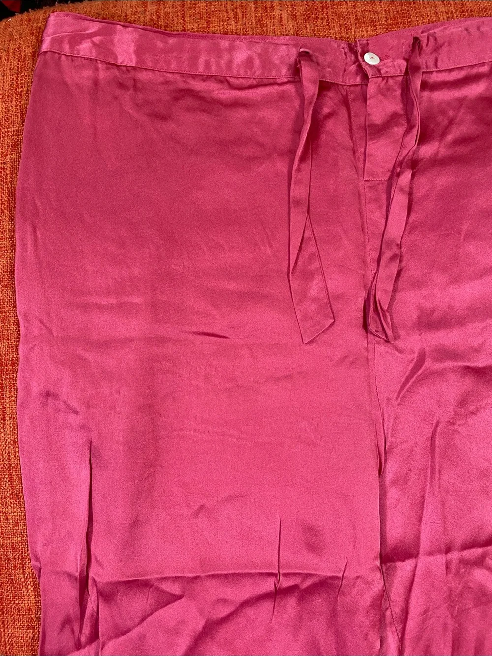 VTG Nordstroms Lingerie Rose Pink Silk Pajamas Set Top Pants Bottoms